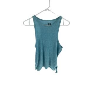 SO Light Blue Ribbed Knit Side-Tie Sleeveless Tank Top Women's Size Large